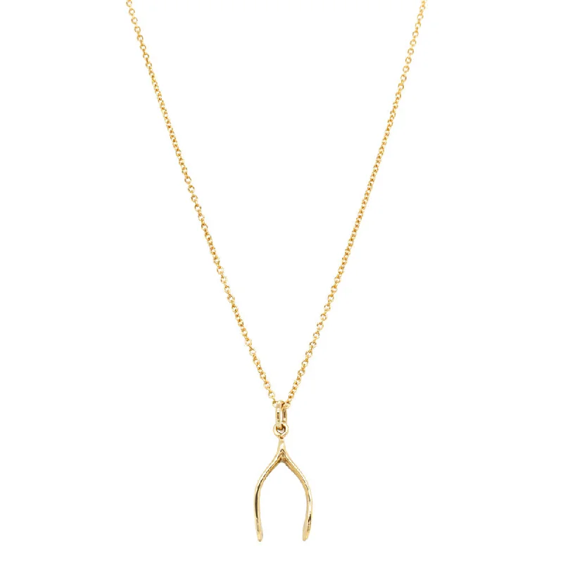 birthday necklaces for women-Deja Vu 9ct Yellow Gold Wishbone Necklace