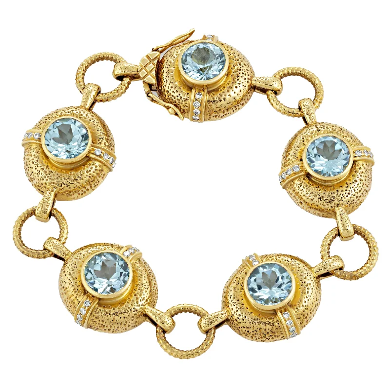 crystal bracelets for women-Bracelet- Blue Topaz And Diamond