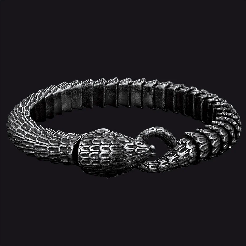 men’s bracelets for women-Viking Snake Jörmungandr Bracelet Stainless Steel Bangle Bracelet