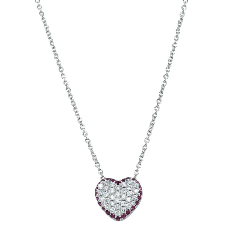 heart-shaped necklaces for women-18ct White Gold Ruby & Diamond Corazon Pendant