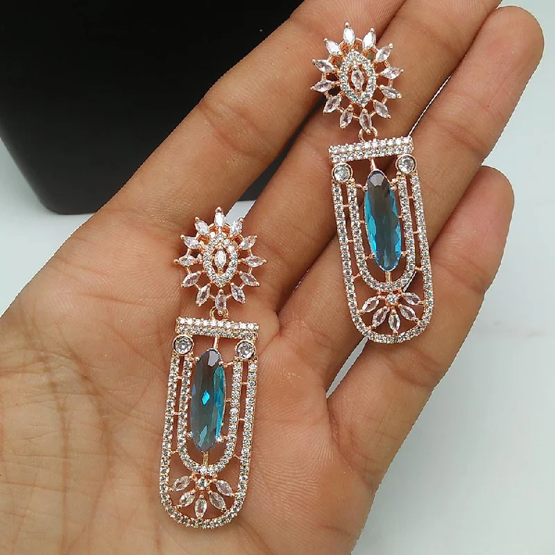 gold drop earrings for women-Manisha Jewellery Rose Gold Plated AD Stone Dangler Earrings