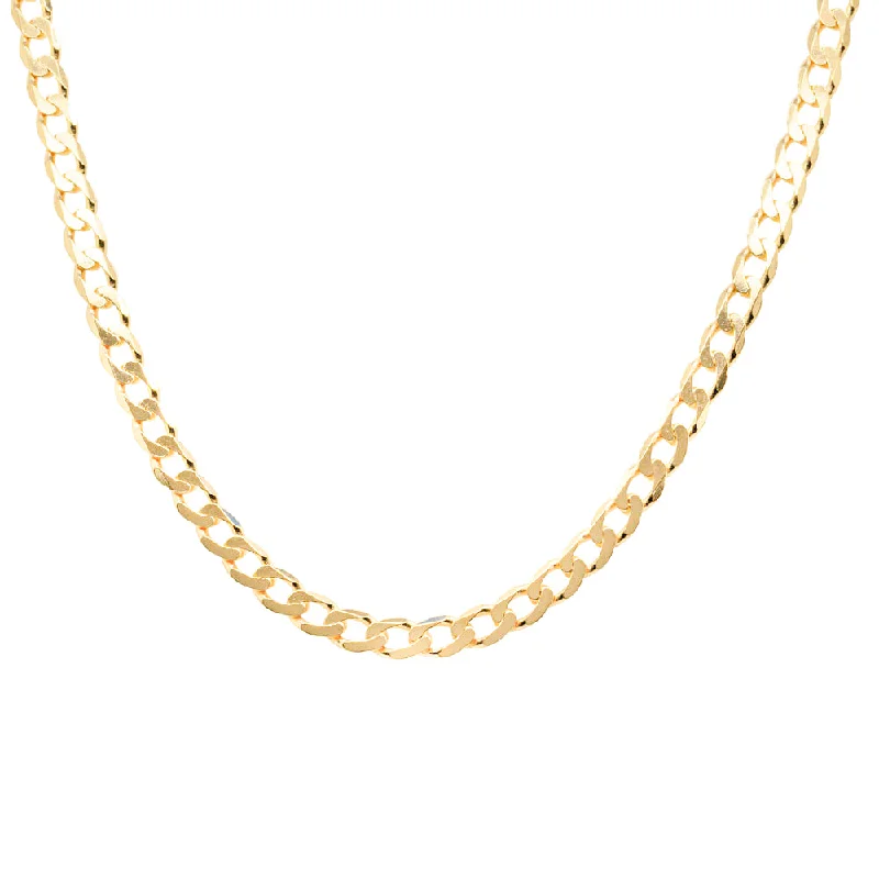 unique gold necklaces for women-9ct Yellow Gold Bevelled Edge Diamond Cut Curb Chain