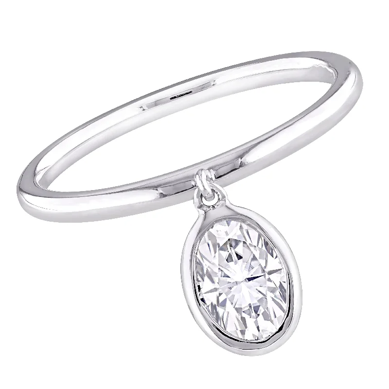 birthstone engagement rings-Eternally Yours 1ct DEW Created Moissanite Drop Pendant Ring Sterling Silver