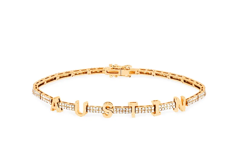 luxury bracelets for women-Diamond & Gold Name Eternity Bracelet