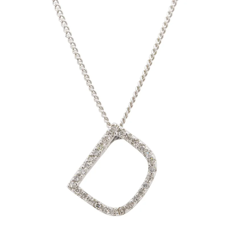 infinity pendant necklaces for women-9ct White Gold Diamond Letter Pendant