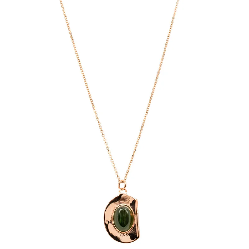 textured necklaces for women-Deja Vu 9ct Rose Gold Nephrite Australian Digger Hat Pendant