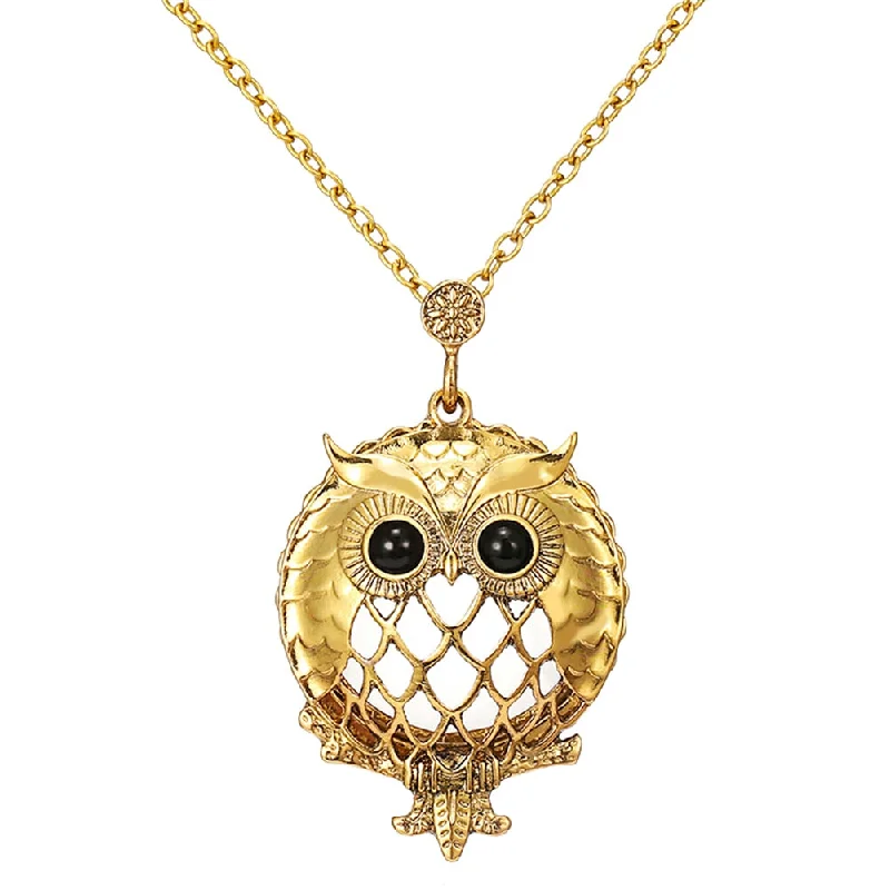 round pendants necklaces for women-Antique Owl Pendant Necklace For Her