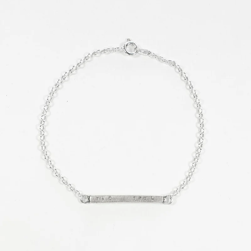 silver bangles for women-Medium Letter Pressed Bar Bracelet