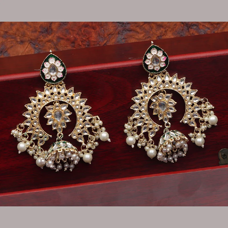 rhinestone earrings for women-Bhavi Jewels Gold Plated Kundan Dangler Earrings