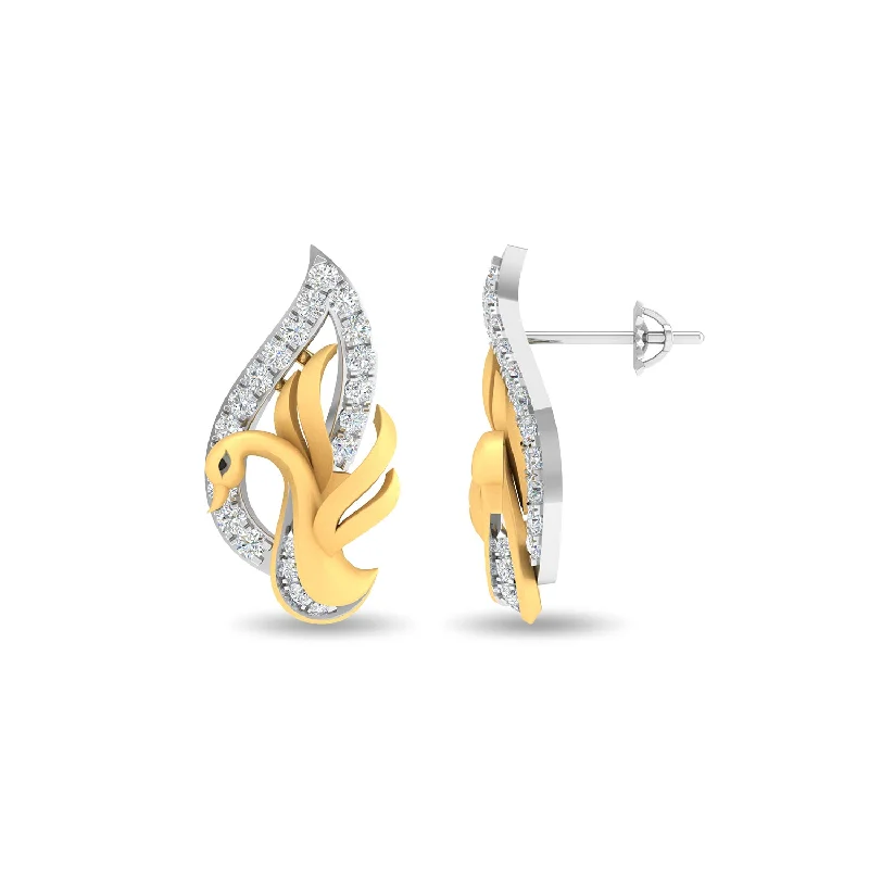 custom diamond earrings for women-Birdswan Drops