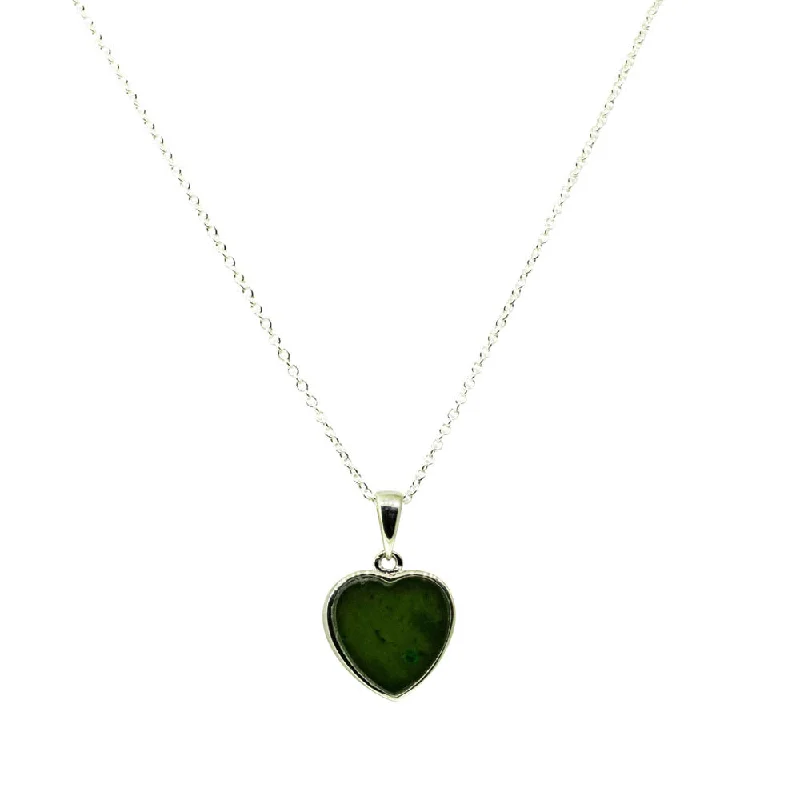 round pendant necklaces for women-Sterling Silver Pounamu Heart Pendant