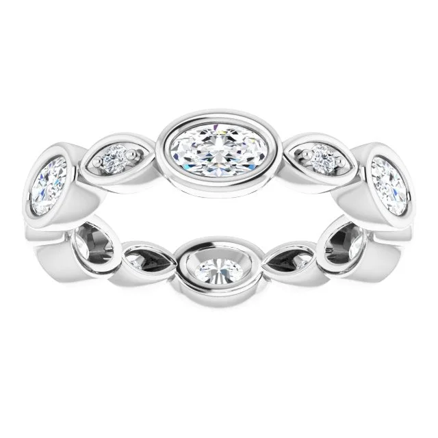 fashion wedding rings for women-1.36 ct. Oval & Round Diamond Eternity Band