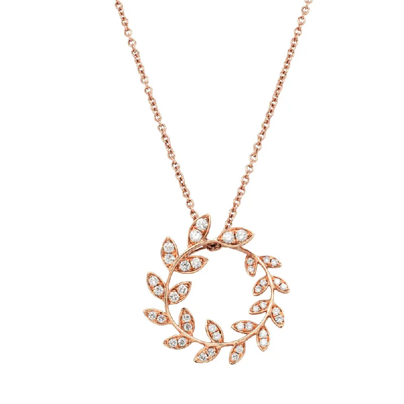 star necklaces for women-18ct Rose Gold .30ct Diamond Laurel Pendant