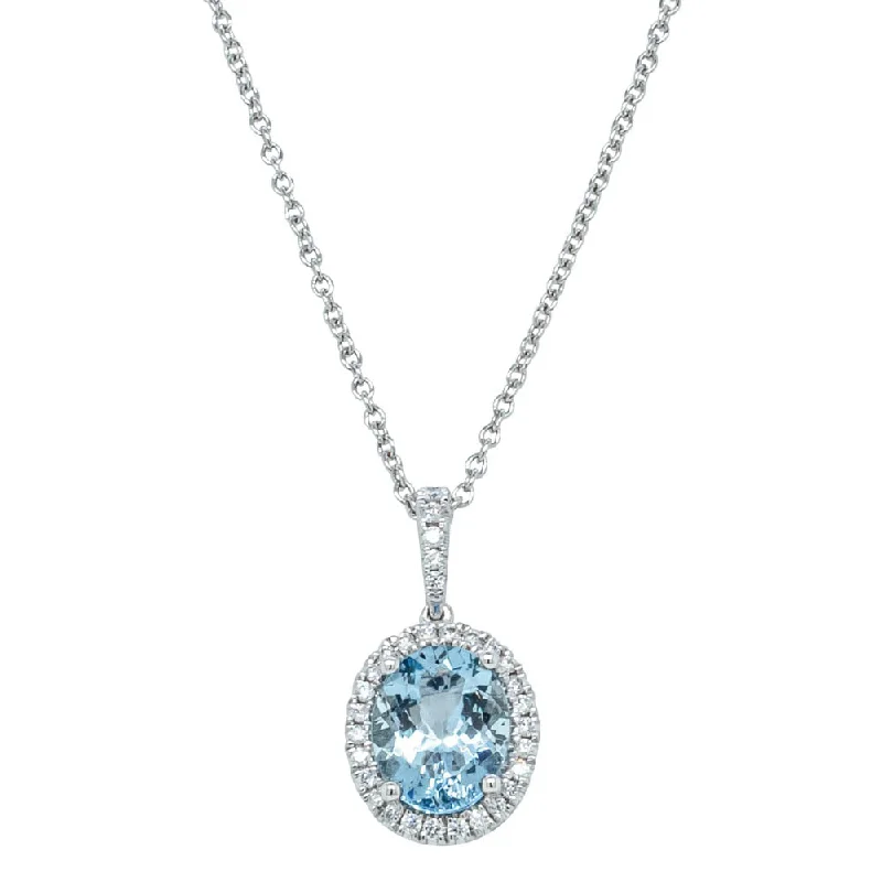 chic gold necklaces for women-18ct White Gold 1.42ct Aquamarine & Diamond Sierra Pendant