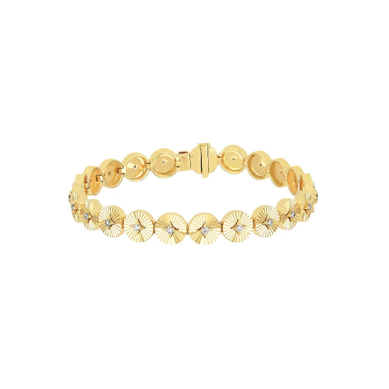 infinity bracelets for women-Gold & Diamond Fluted Disc Eternity Bracelet