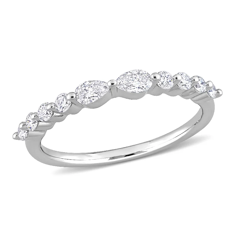 stackable engagement rings-Created Forever 5/8ct TW Lab-Grown Diamond Ring in Platinum Plated Sterling Silver