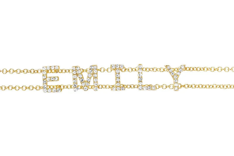 crystal bracelets for women-Diamond Double Chain Name Bracelet