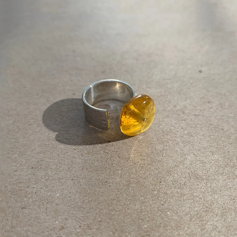 cubic zirconia rings for women-Baltic Amber sterling silver ring R5/A02