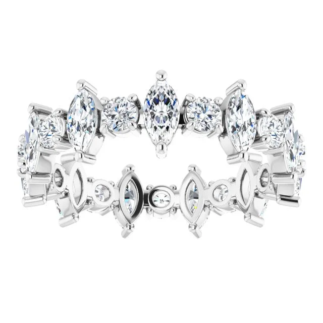 personalized rings for women-2.20 ct. Marquise & Round Diamond Eternity Band