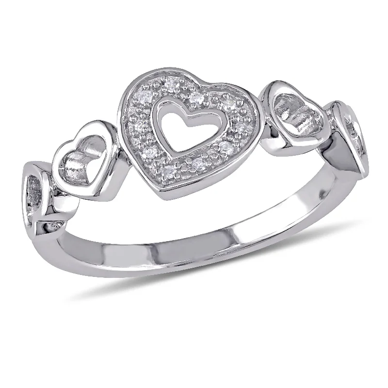 luxurious platinum engagement rings-Mimi & Max Diamond Heart Ring in Sterling Silver