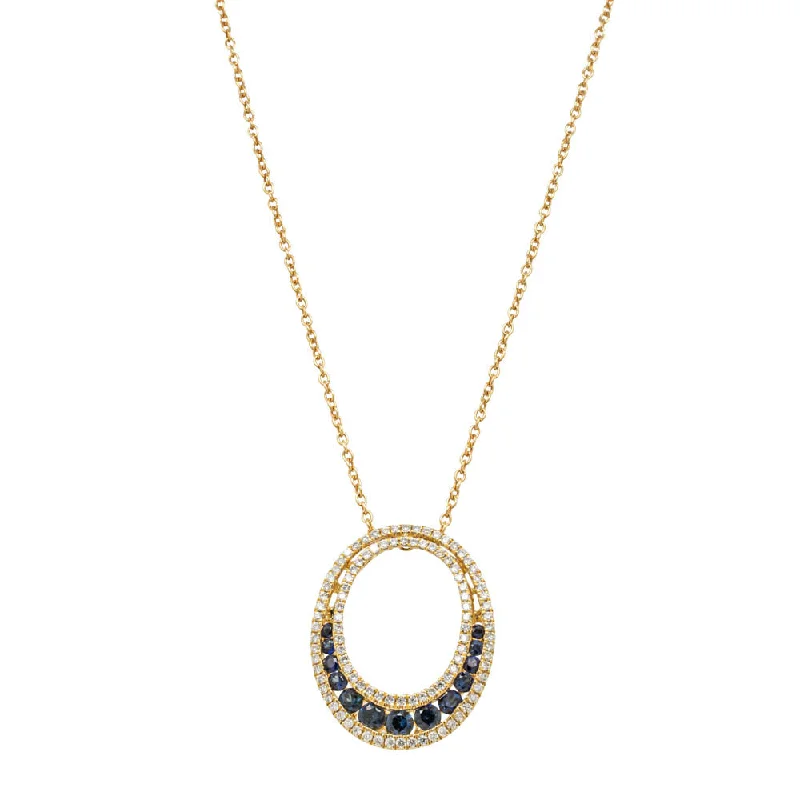 jade necklaces for women-18ct Yellow Gold .56ct Sapphire & Diamond Pendant