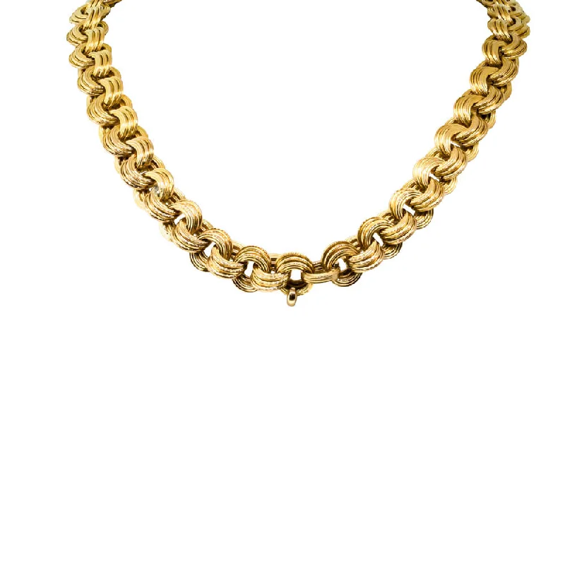 trendy necklaces for women-Vintage 14ct Yellow Gold Hollow Link Necklace