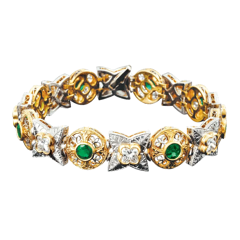 bangle bracelets for women-Beaudry Emerald and Diamond Bracelet