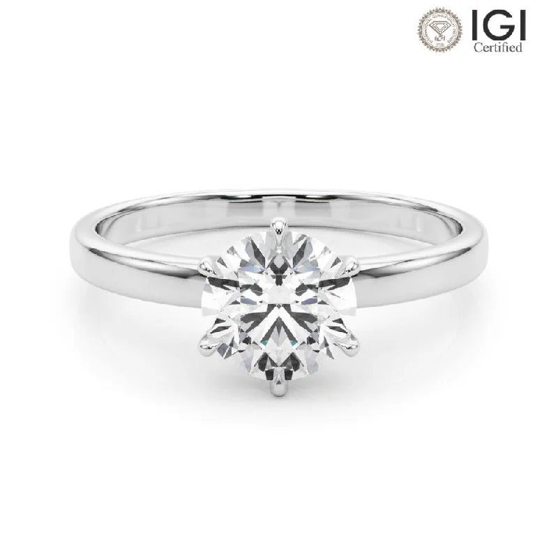 diamond rings for women-Reigna Round Lab Grown Diamond Solitaire Engagement Ring IGI Certified