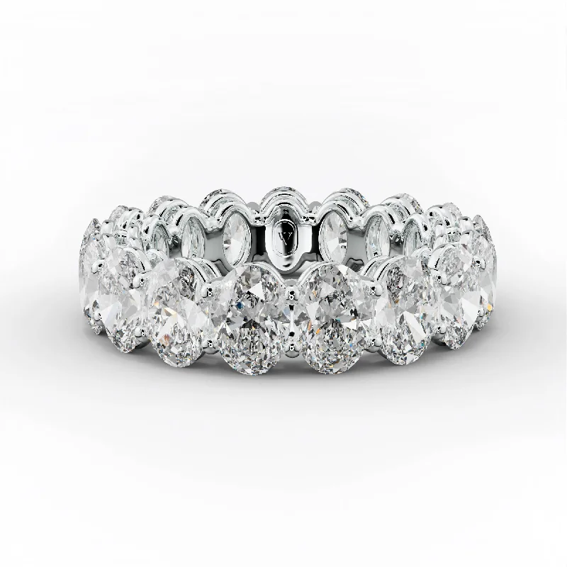 silver eternity rings for women-6.0 Carat Oval Cut Diamond Eternity Band Shared Prong