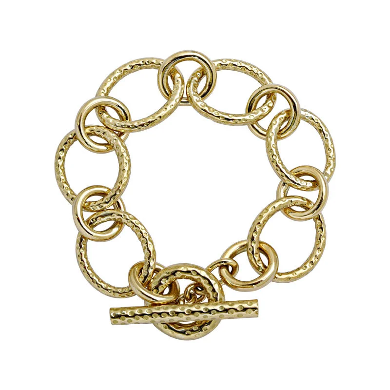 stackable bangles for women-Toggle Bracelet - Gold