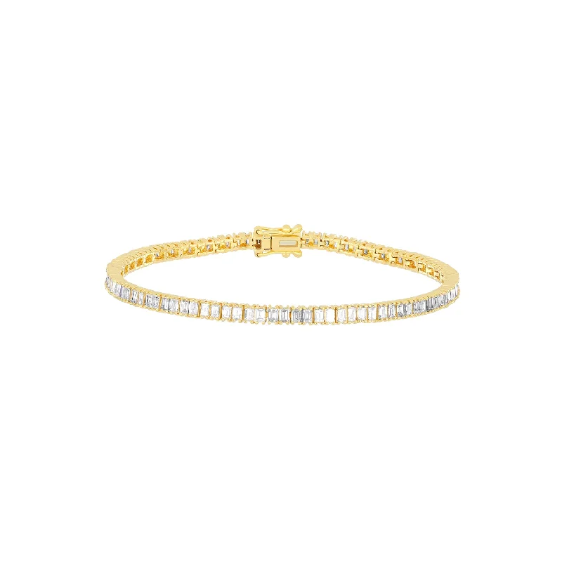 statement bangles for women-Prong Set Diamond Baguette Eternity Bracelet