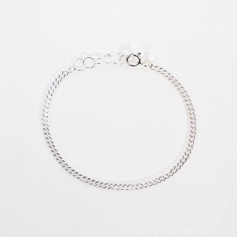 colorful bangles for women-Silver Curb Chain Bracelet