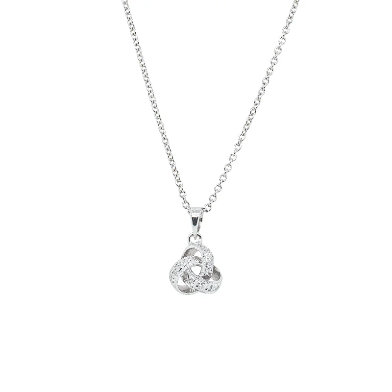 adjustable necklaces for women-9ct White Gold Diamond Forget Me Knot Pendant