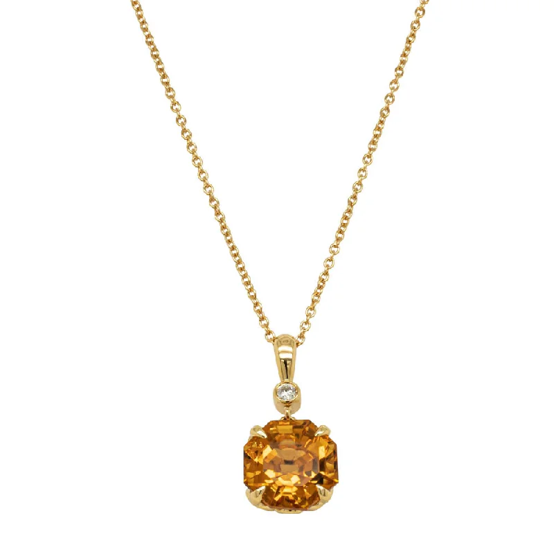 delicate gold necklaces for women-18ct Yellow Gold Citrine & Diamond Octavia Pendant