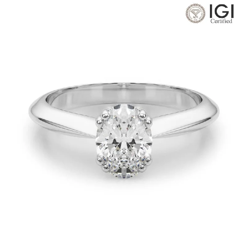 luxury rings for women-Ava Oval Lab Grown Diamond Solitaire Engagement Ring IGI Certified