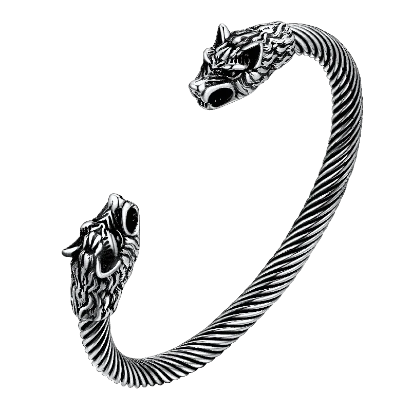 trendy bracelets for women-Viking Wolf Head Arm Ring Cuff Bracelet For Men