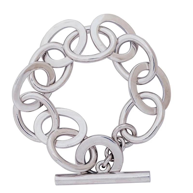 silver stacking bracelets for women-Toggle Bracelet- Sterling Silver