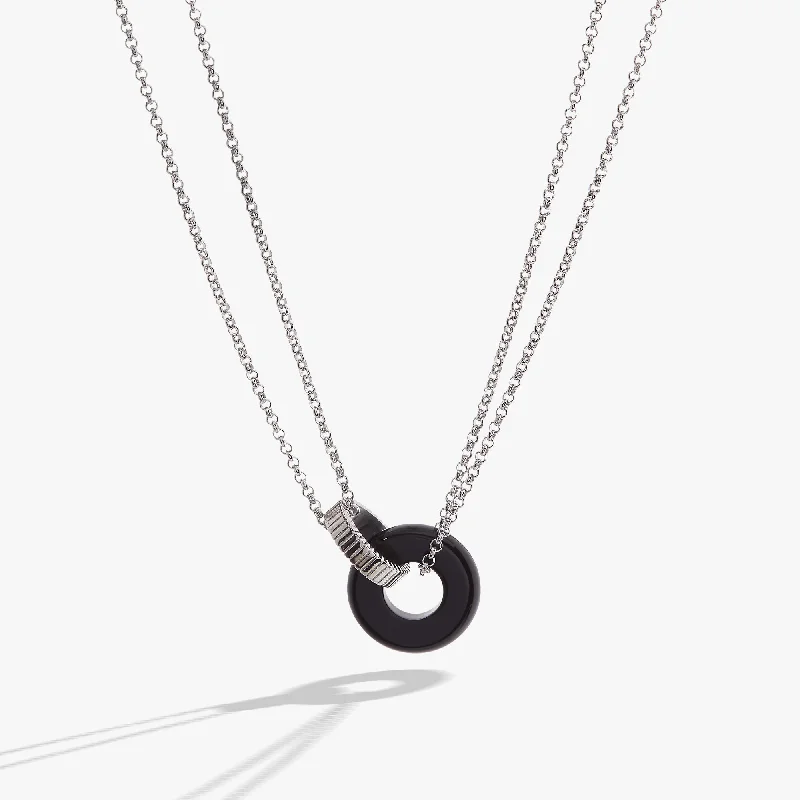 minimalist gold necklaces for women-Black Onyx Textured Necklace