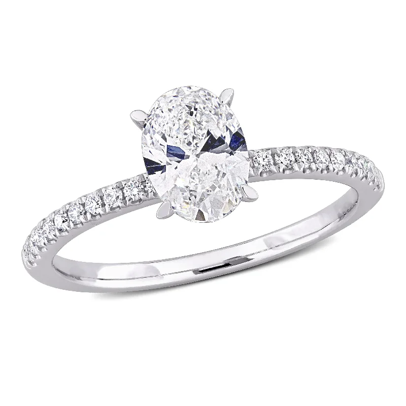 luxury diamond engagement rings-Created Forever 1 1/6ct TW Oval Lab-Grown Diamond Solitaire Engagement Ring in 14k White Gold