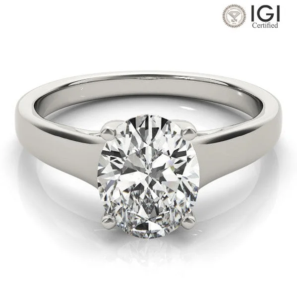 pearl rings for women-Evelyn Oval Lab Grown Diamond Solitaire Engagement Ring IGI Certified