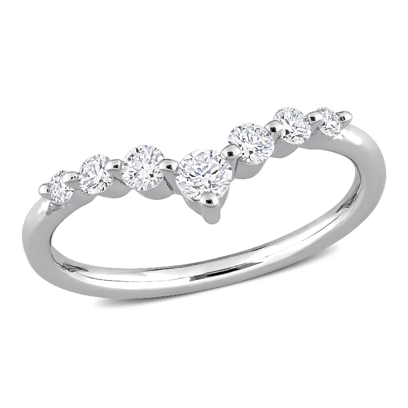 square engagement rings-Created Forever 3/8ct TW Lab-Grown Diamond Chevron Ring in Platinum Silver