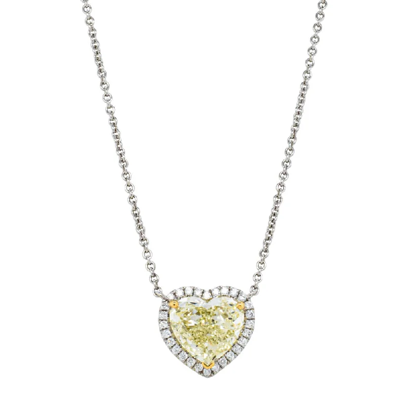 zodiac necklaces for women-18ct White Gold 3.01ct Yellow Diamond Heart Pendant