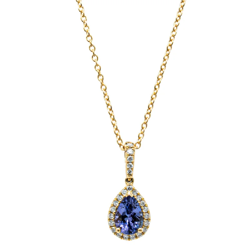 birthday necklaces for women-18ct Yellow Gold .83ct Tanzanite & Diamond Mini Sierra Pendant