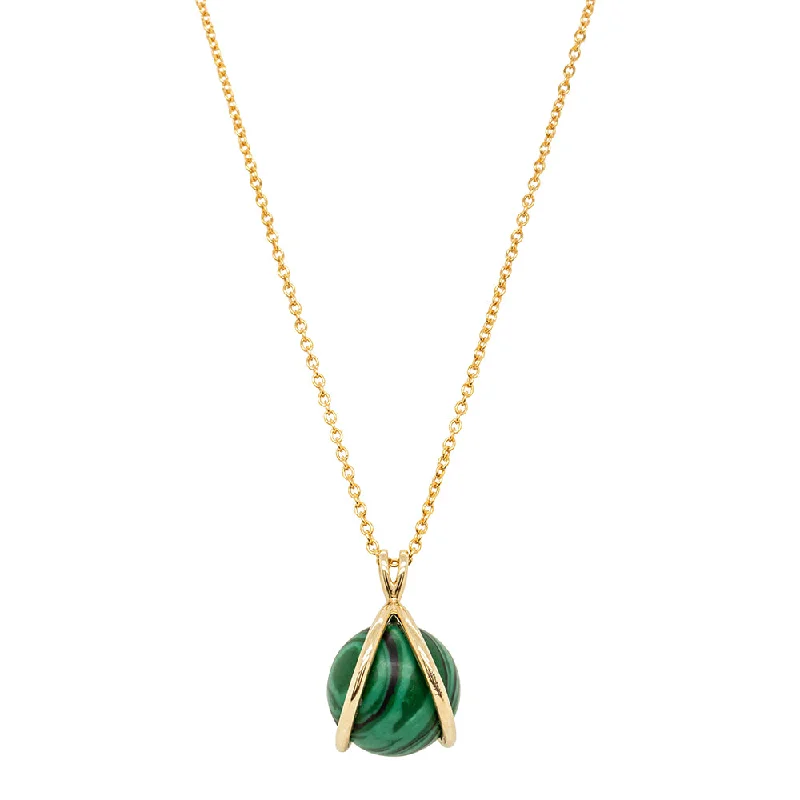 trendy pendant necklaces for women-9ct Yellow Gold Malachite - Of Spirit Mindfulness Pendant