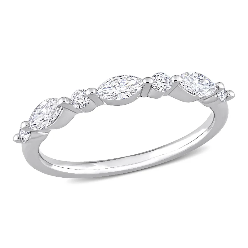 custom-made engagement rings-Created Forever 1/2ct TW Marquise Lab-Grown Diamond Ring in Platinum Plated Sterling Silver