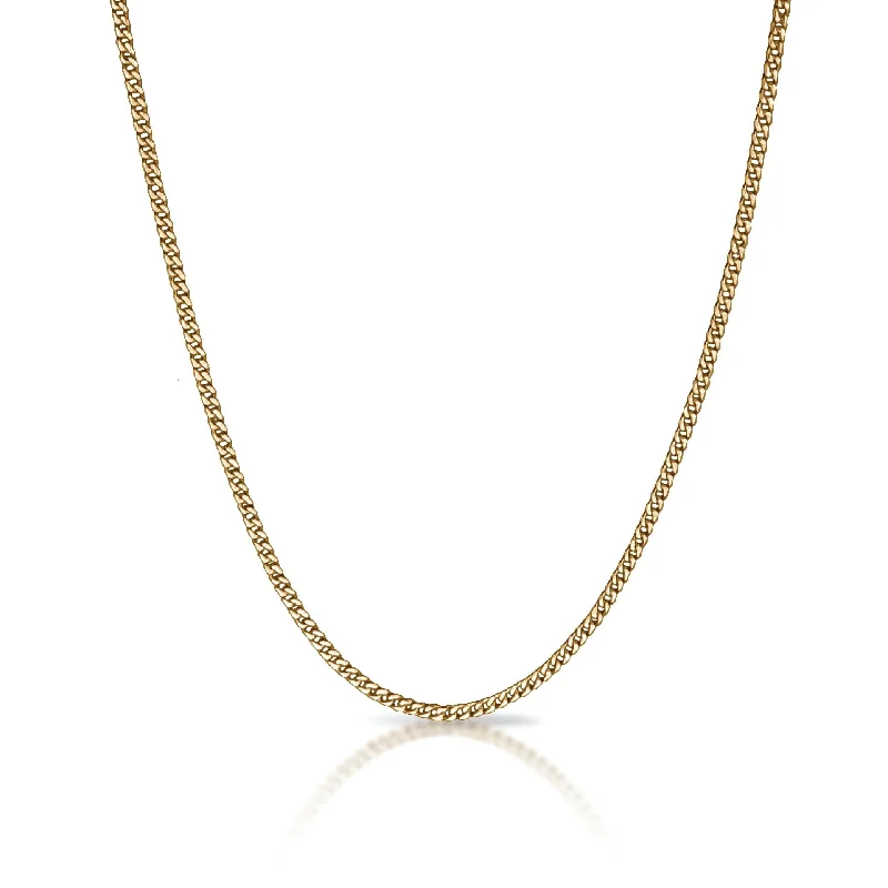 layered gold necklaces for women-3mm Cuban Link Chain Necklace - 14K Gold Plated Stainless Steel