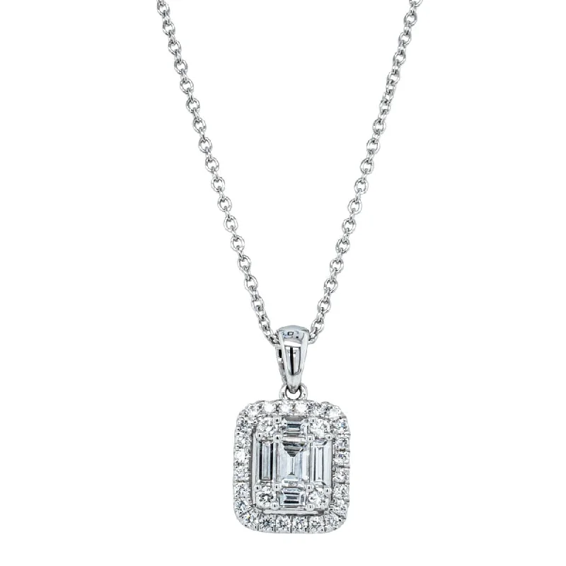 fashionable necklaces for women-18ct White Gold .14ct Baguette Diamond Necklace