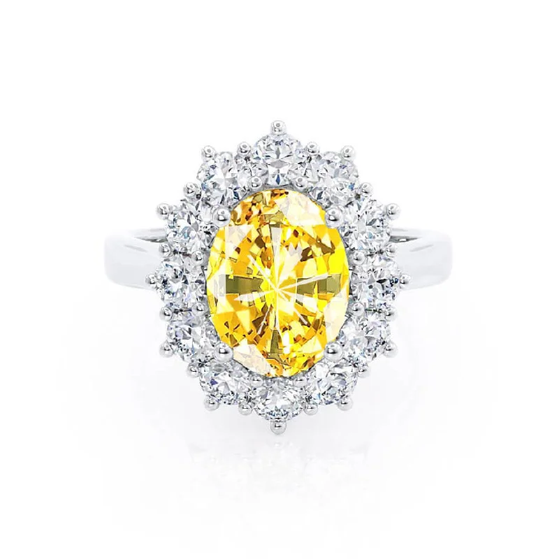 emerald engagement rings-DIANA - Chatham® Yellow Sapphire & Lab Diamond 18k White Gold Halo