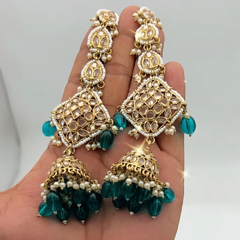 luxury pearl earrings for women-India Art Crystal Stone Kanchain Jhumki Earrings