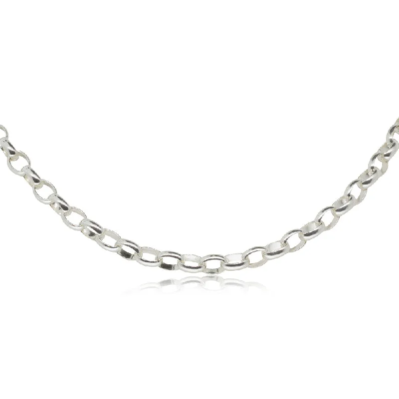 birthstone necklaces for women-Sterling Silver Oval Belcher Chain